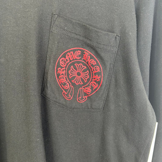 CHROME HEARTS DEADLY DOLL FIRE OVER LOVE BLACK AND RED LONG SLEEVE