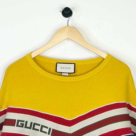 GUCCI CHEVRON STRIPE CREWNECK SWEATSHIRT