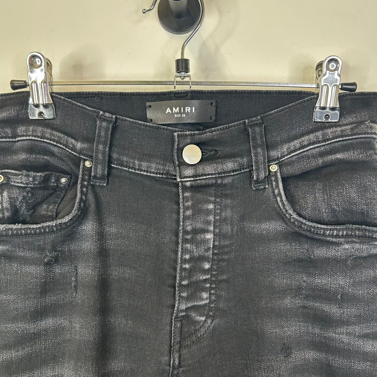AMIRI BLACK RIPPED SKINNY JEANS