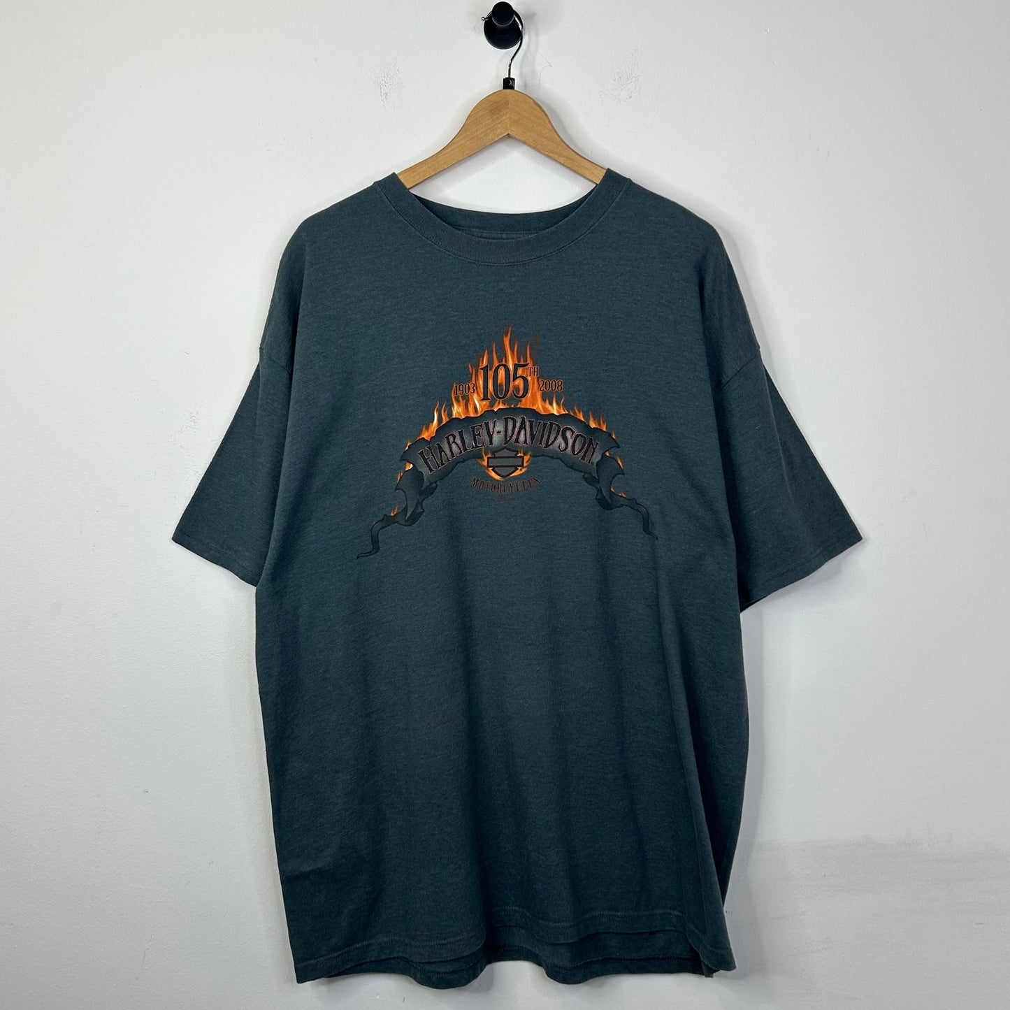 HARLEY DAVIDSON 105TH FLAME SCRIPED TEE