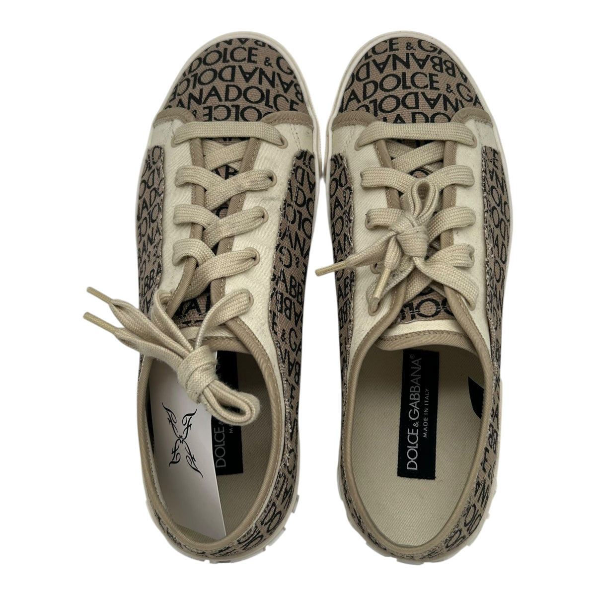 PREOWNED DOLCE & GABBANA PORTFINO VINTAGE SNEAKER BAIGE