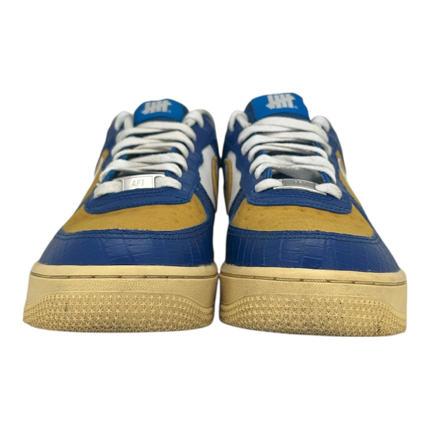 PREOWNED NIKE AIR FORCE 1 LOW UNDEFEATED 5 ON IT BLUE YELLOW SIZE