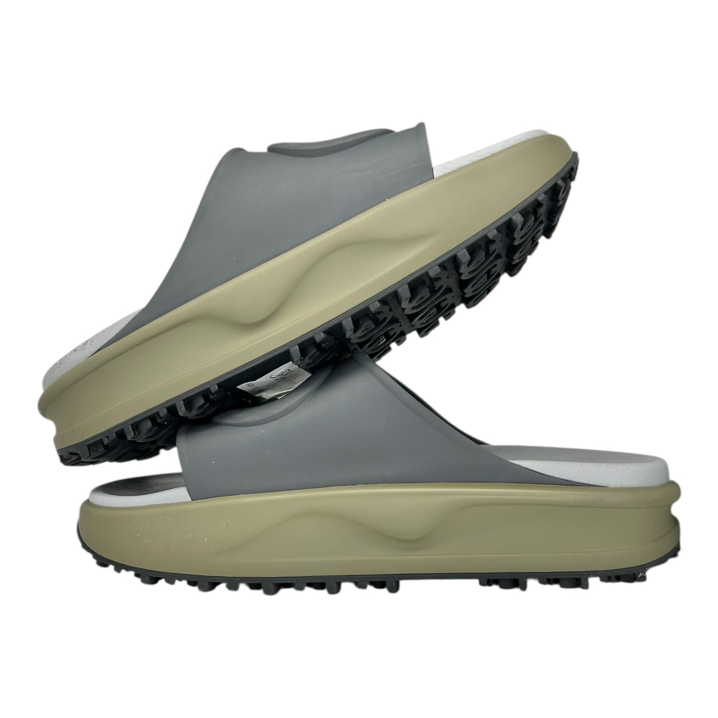 PREOWNED GUCCI INTERLOCKING G SLIDE DARK GREY KHAKI