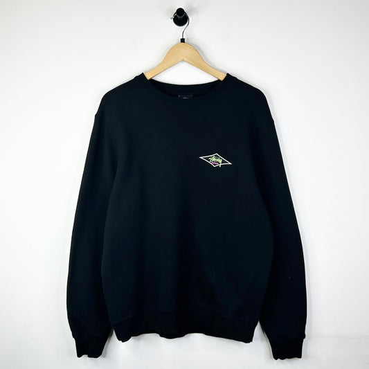 STUSSY GEAR DIAMOND LOGO BLACK CREWNECK