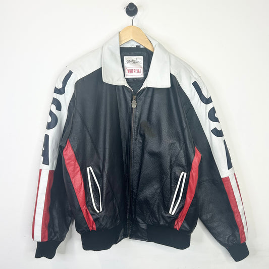 USA AMERICAN FLAG LEATHER JACKET