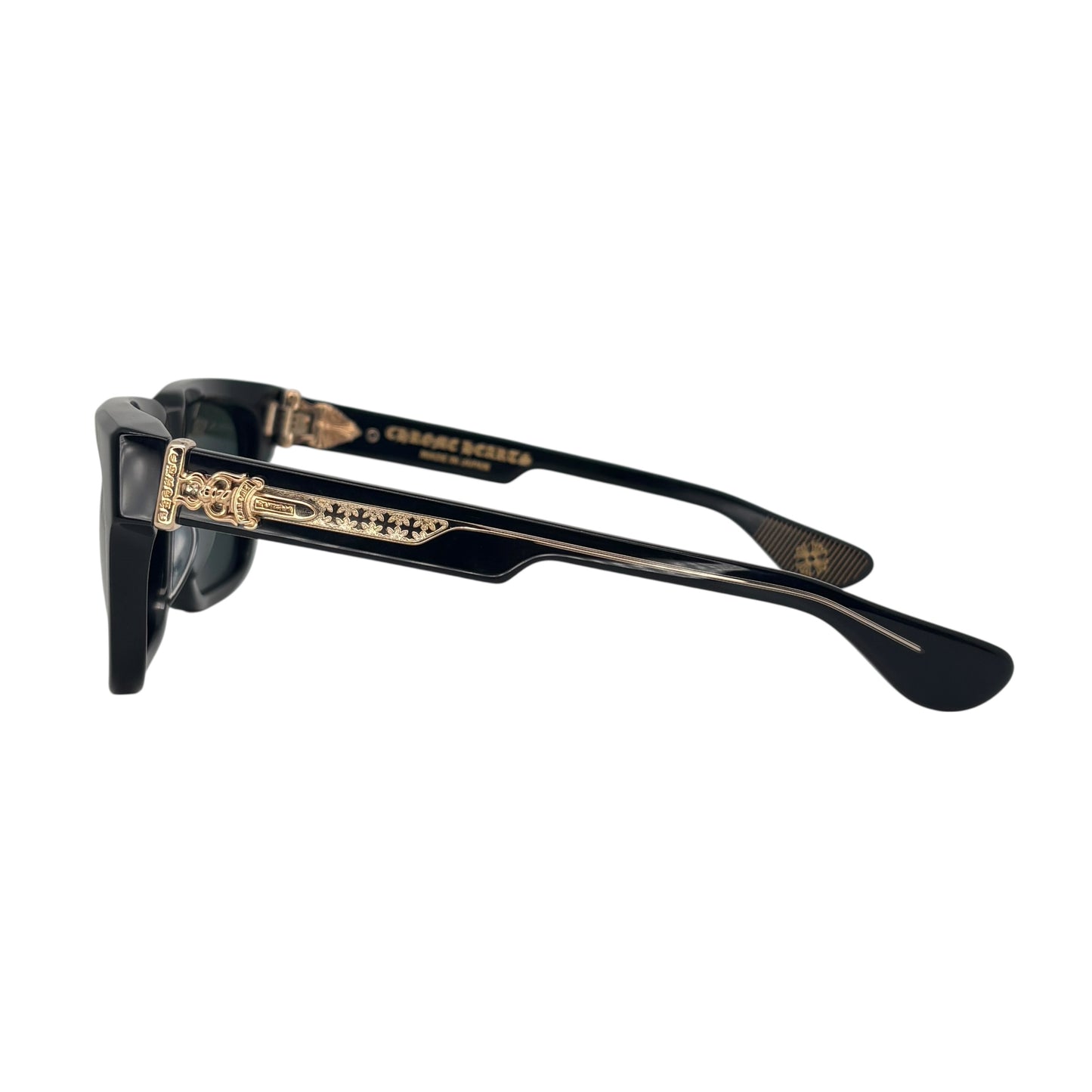 CHROME HEARTS BOX OFFICER BLACK GOLD GLASSES