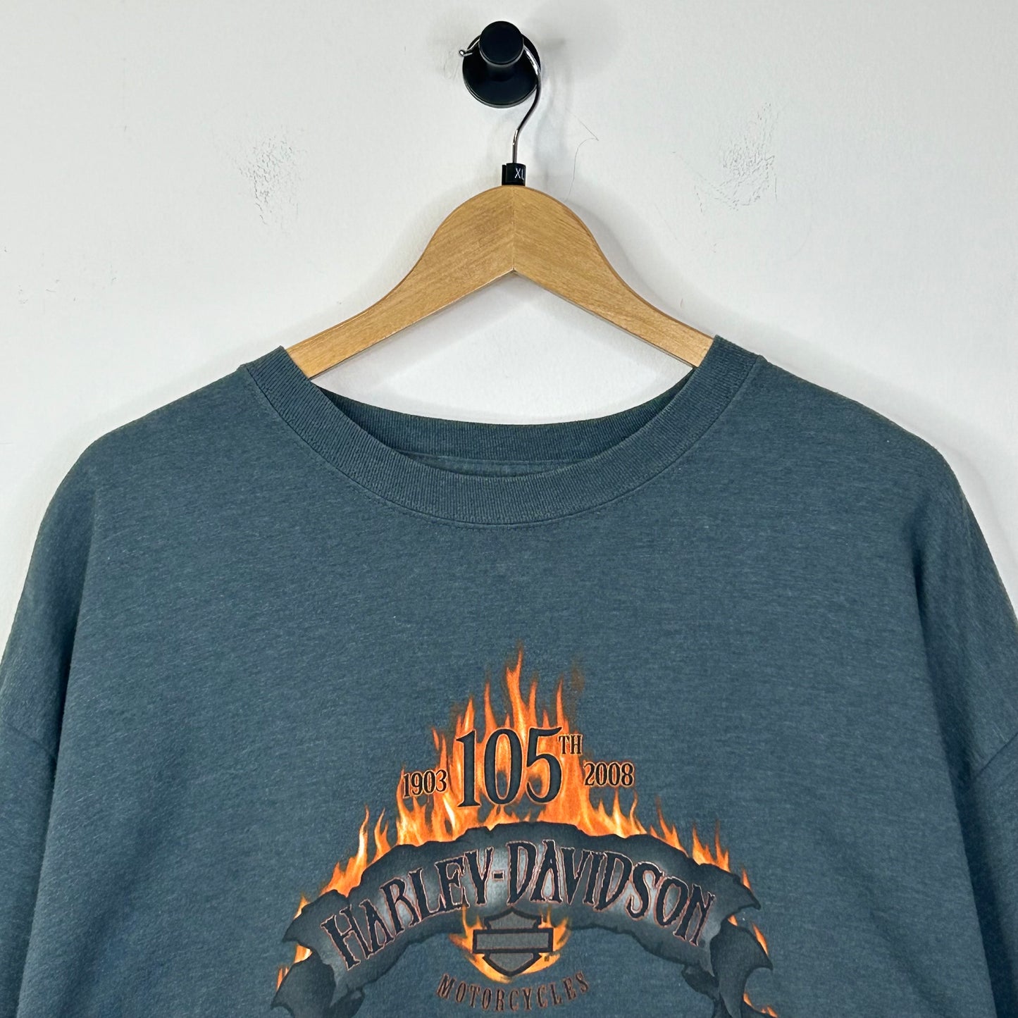 HARLEY DAVIDSON 105TH FLAME SCRIPED TEE