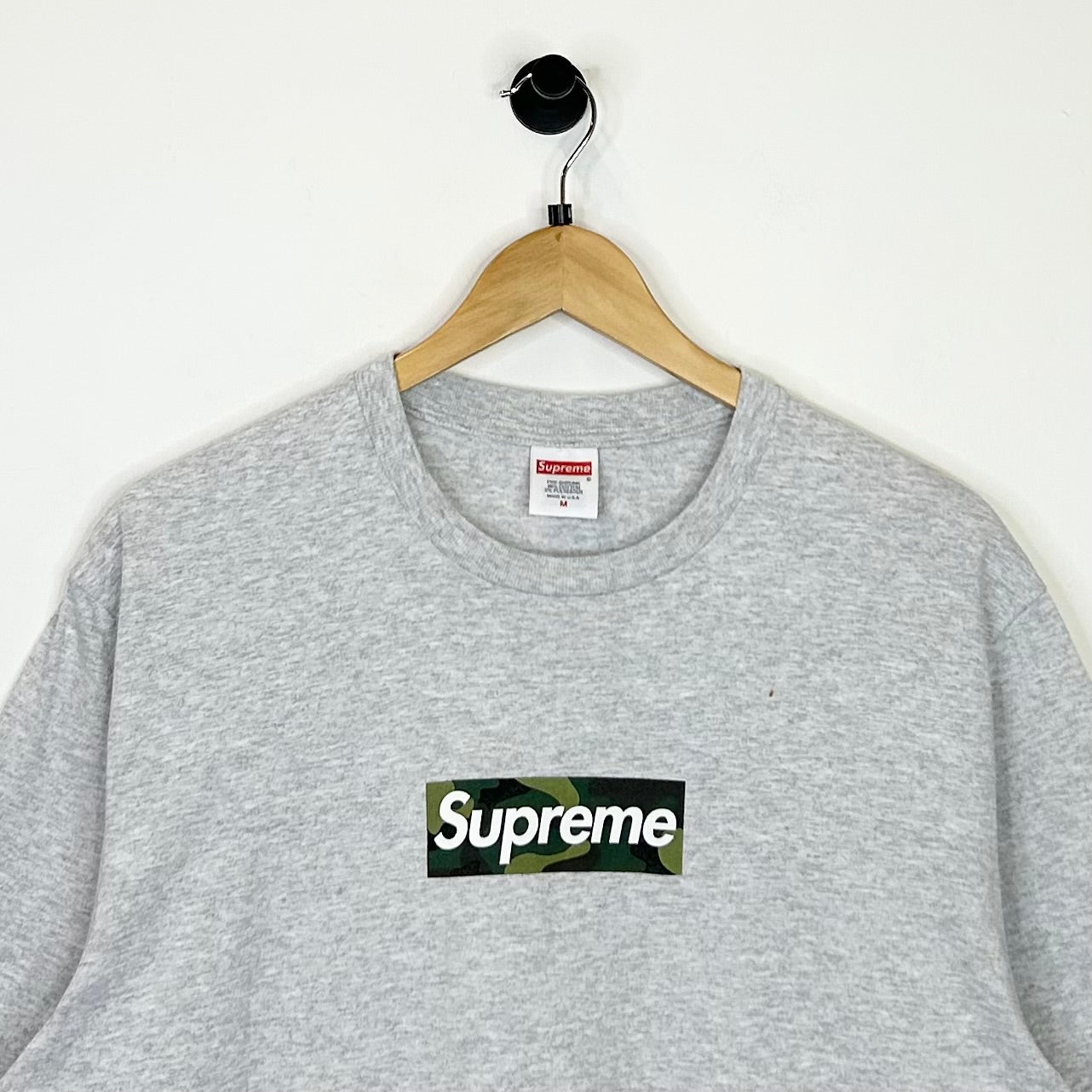SUPREME CAMO BOX LOGO GREY TEE