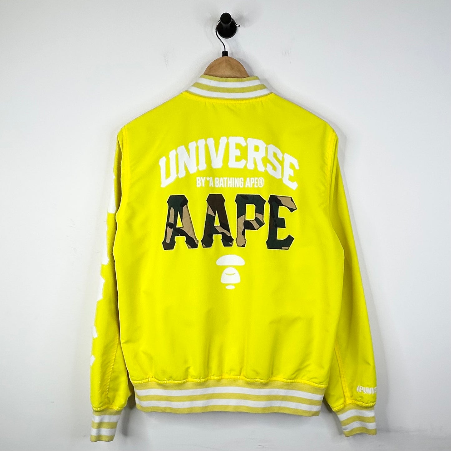 AAPE MOONFACE LOGO BOMBER JACKET YELLOW