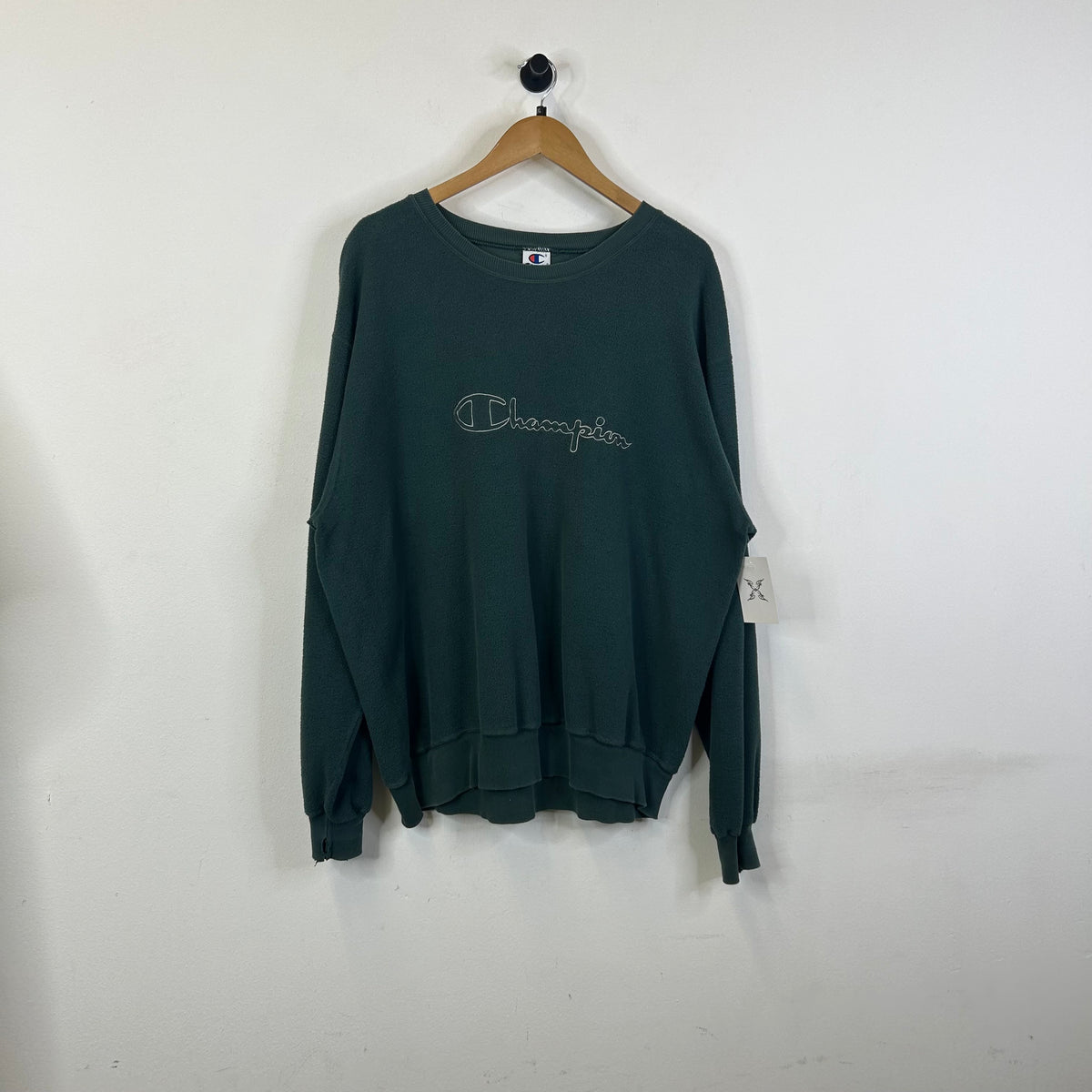 CHAMPION LOGO REVERSE GREEN CREWNECK