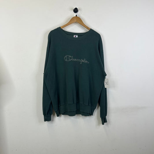 CHAMPION LOGO REVERSE GREEN CREWNECK