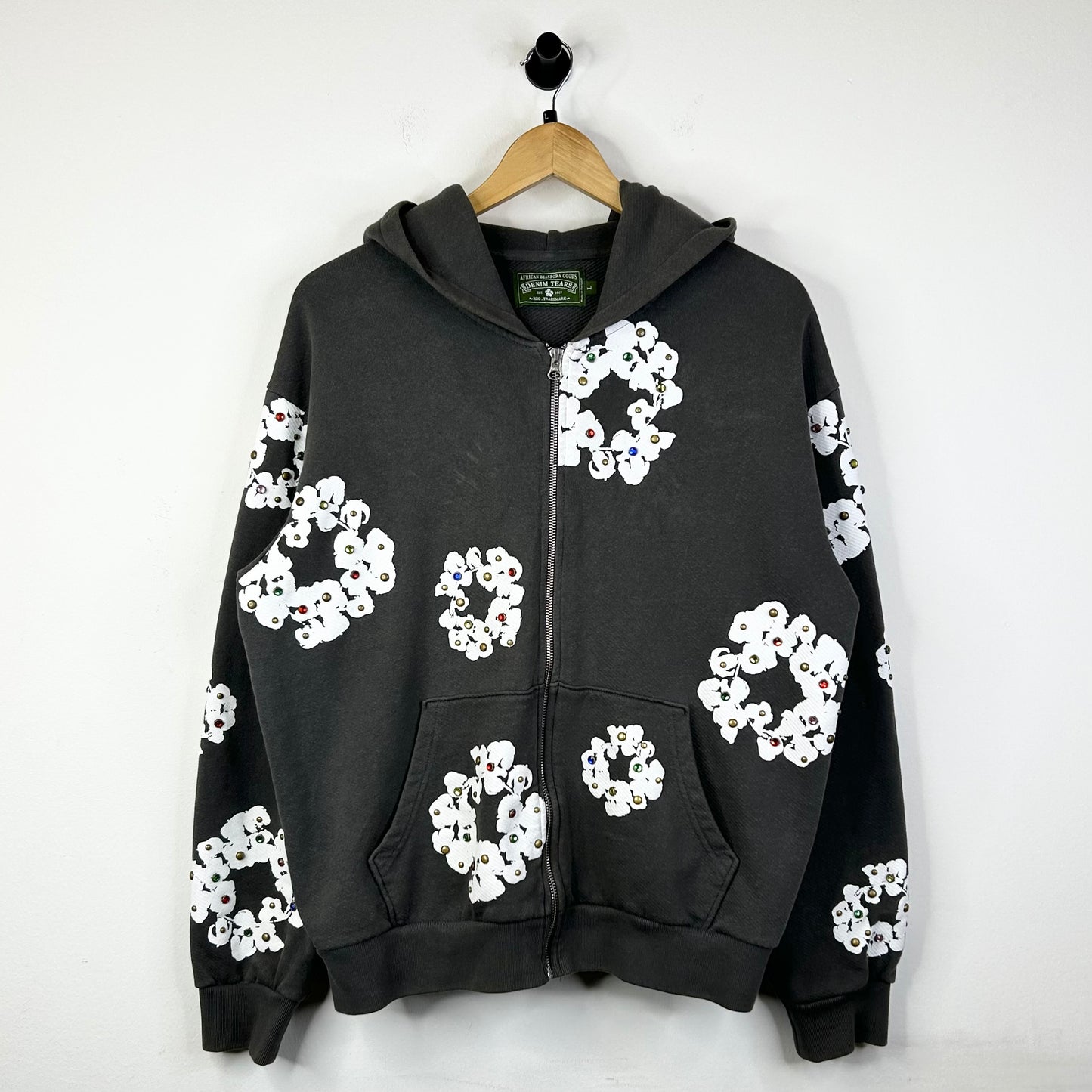 DENIM TEARS RHINESTONE WREATH ZIP UP