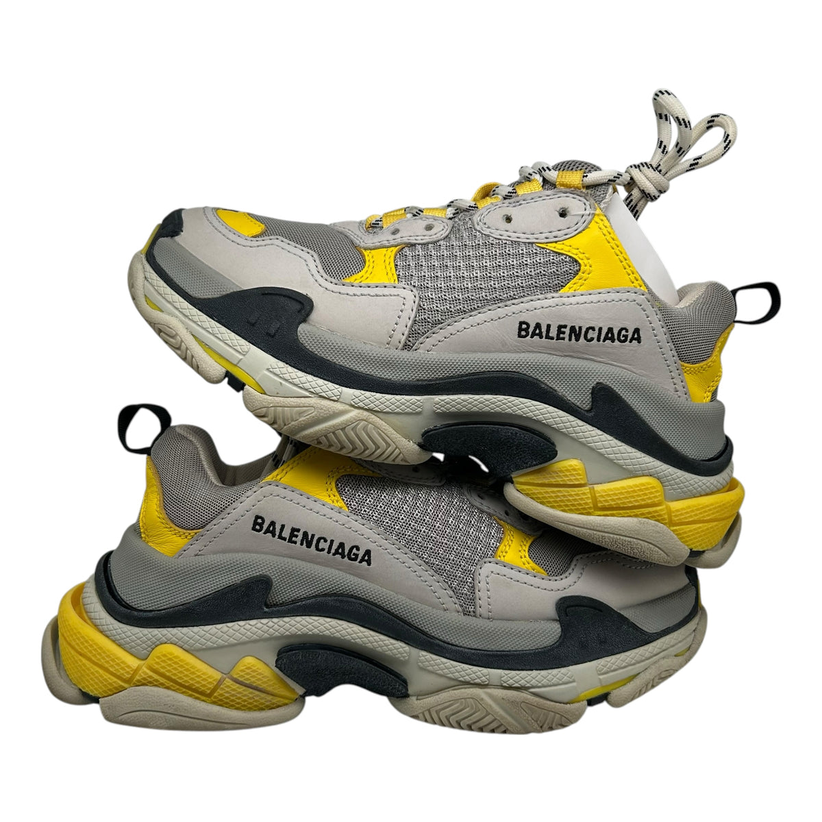 PREOWNED BALENCIAGA TRIPLE S GREY/YELLOW