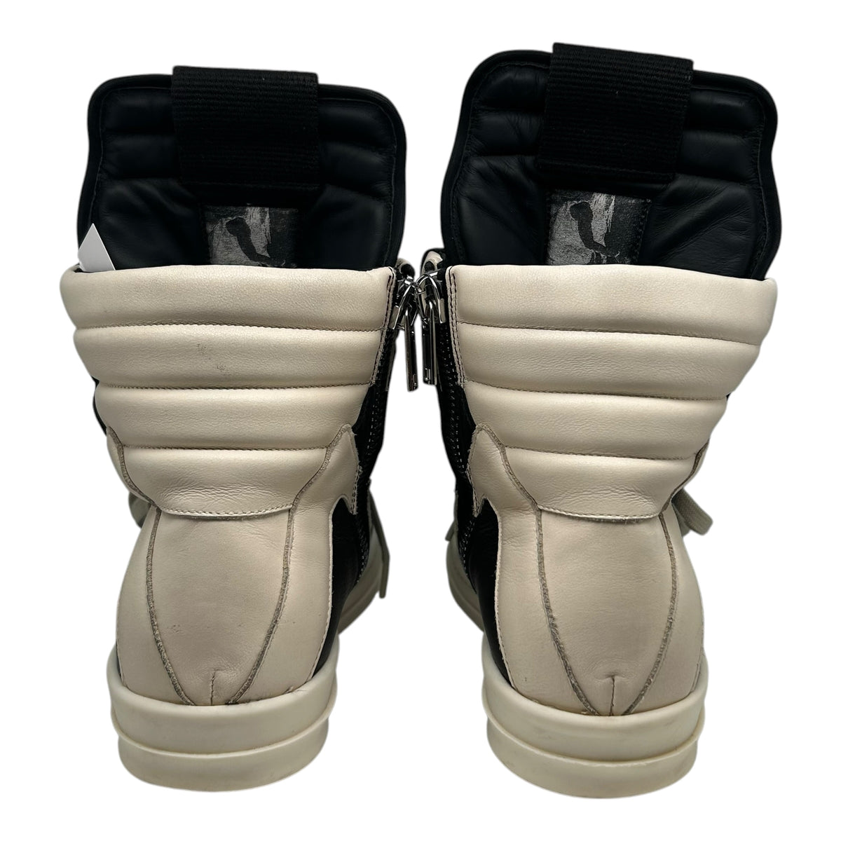 PREOWNED RICK OWENS GEOBASKET BLACK MILK
