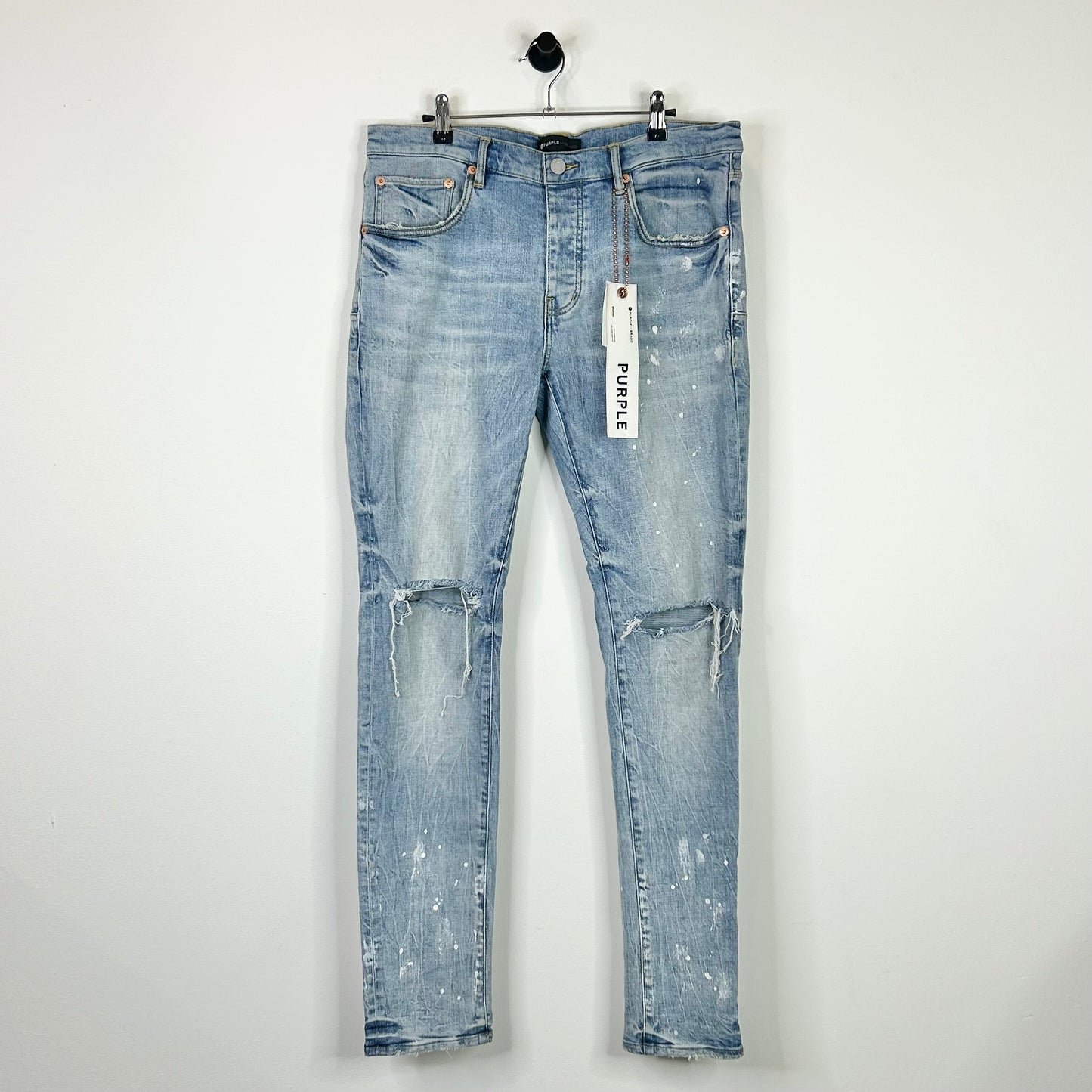 PURPLE BRAND PAINT RIPPED BLUE JEANS