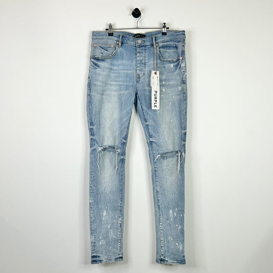 PURPLE BRAND PAINT RIPPED BLUE JEANS