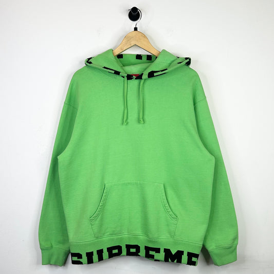 SUPREME CROPPED LOGOS HOODED SWEATSHIRT BRIGHT GREEN