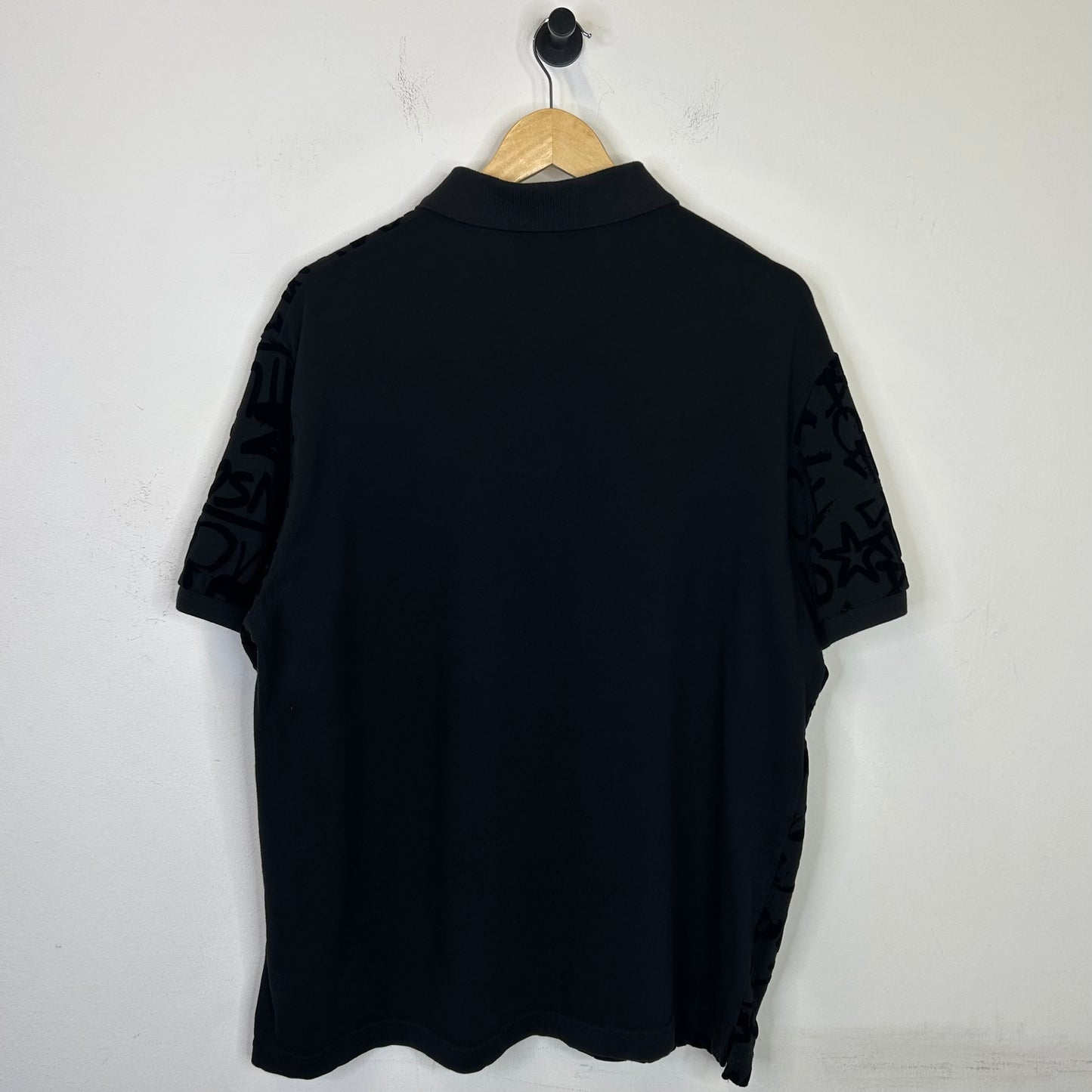 VERSACE BLACK GRAFFITI PRINT POLO