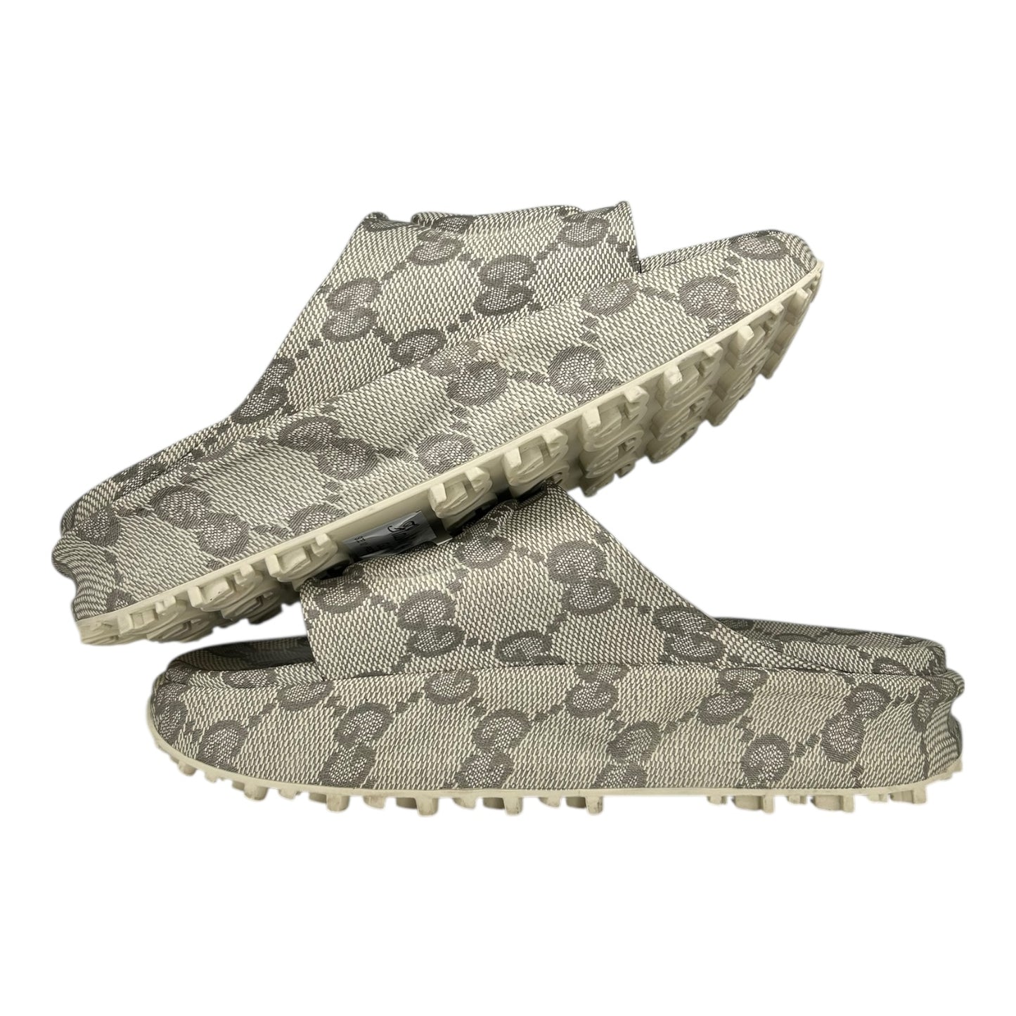 PREOWNED GUCCI INTERLOCKING G BEIGE EBONY SLIDE