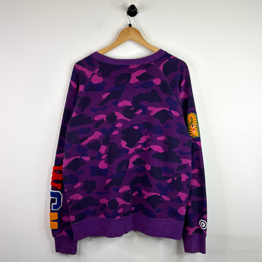 BAPE PURPLE SHARK FACE CREWNECK