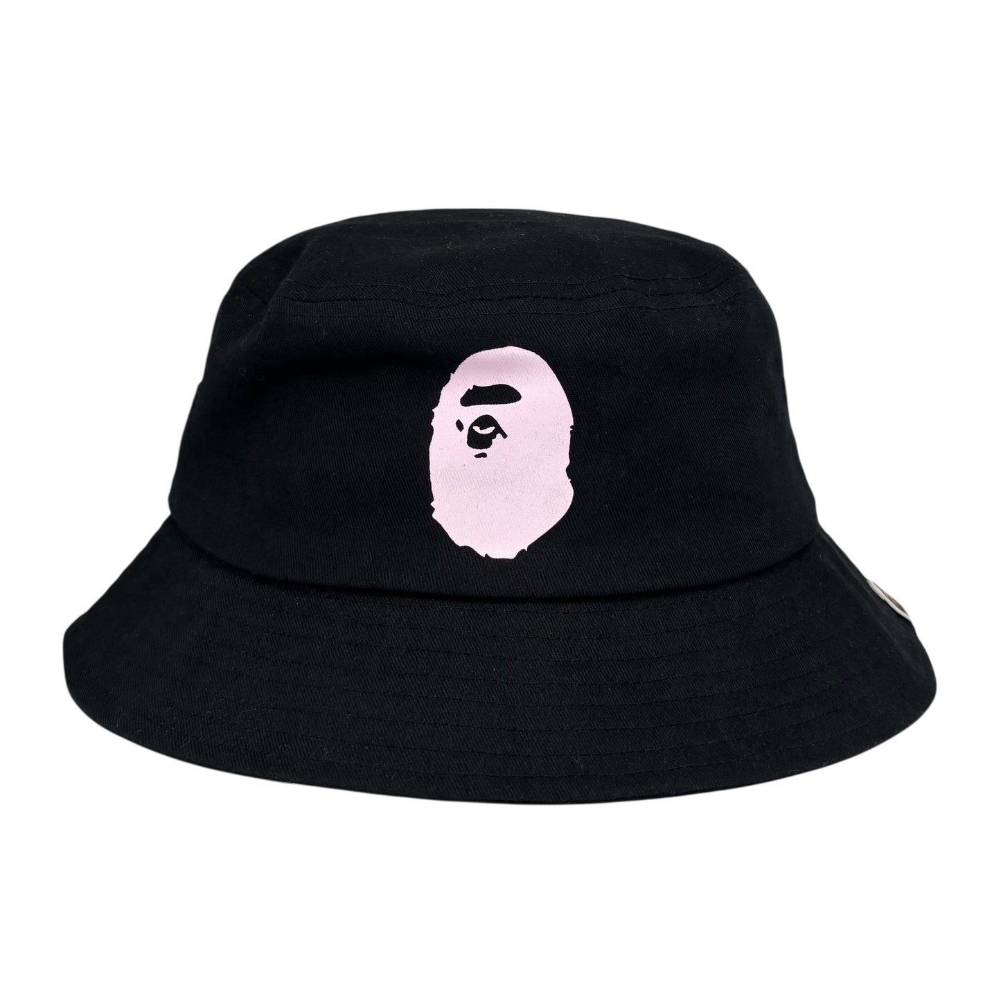 BAPE PINK LOGO BLACK BUCKET HAT