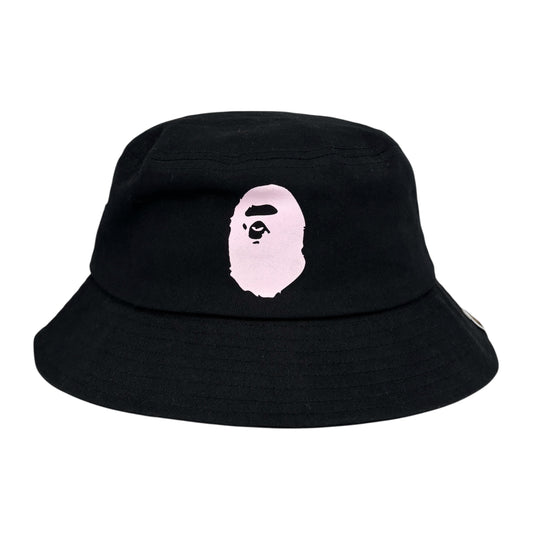 BAPE PINK LOGO BLACK BUCKET HAT