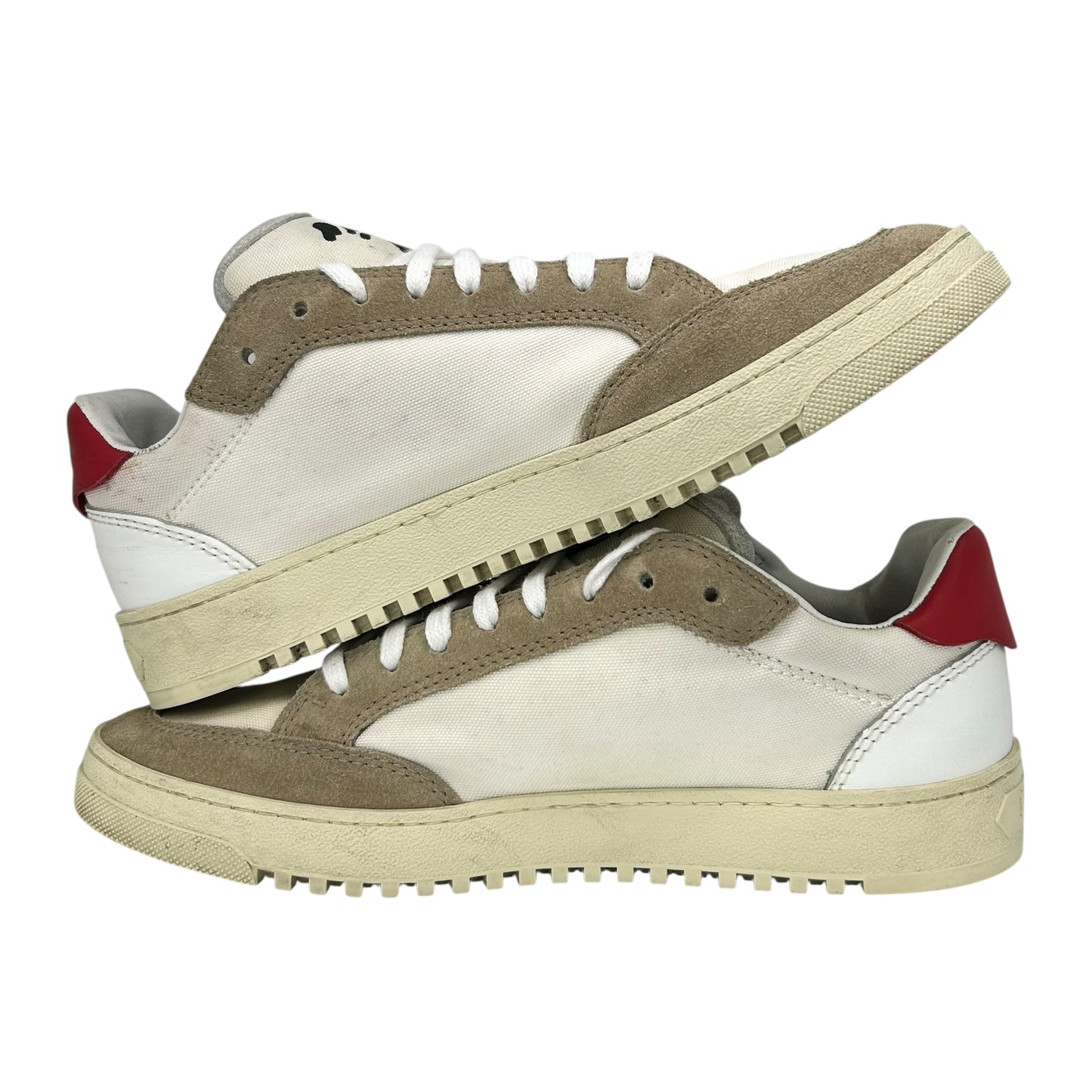 PREOWNED OFF WHITE 5.0 CANVAS LOW WHITE RED