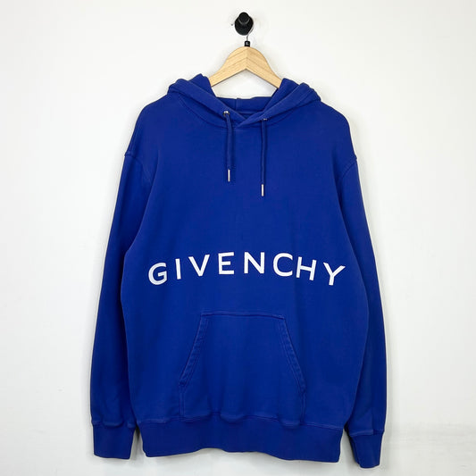 GIVENCHY CLASSIC FIT BONDED HOODIE OCEAN BLUE