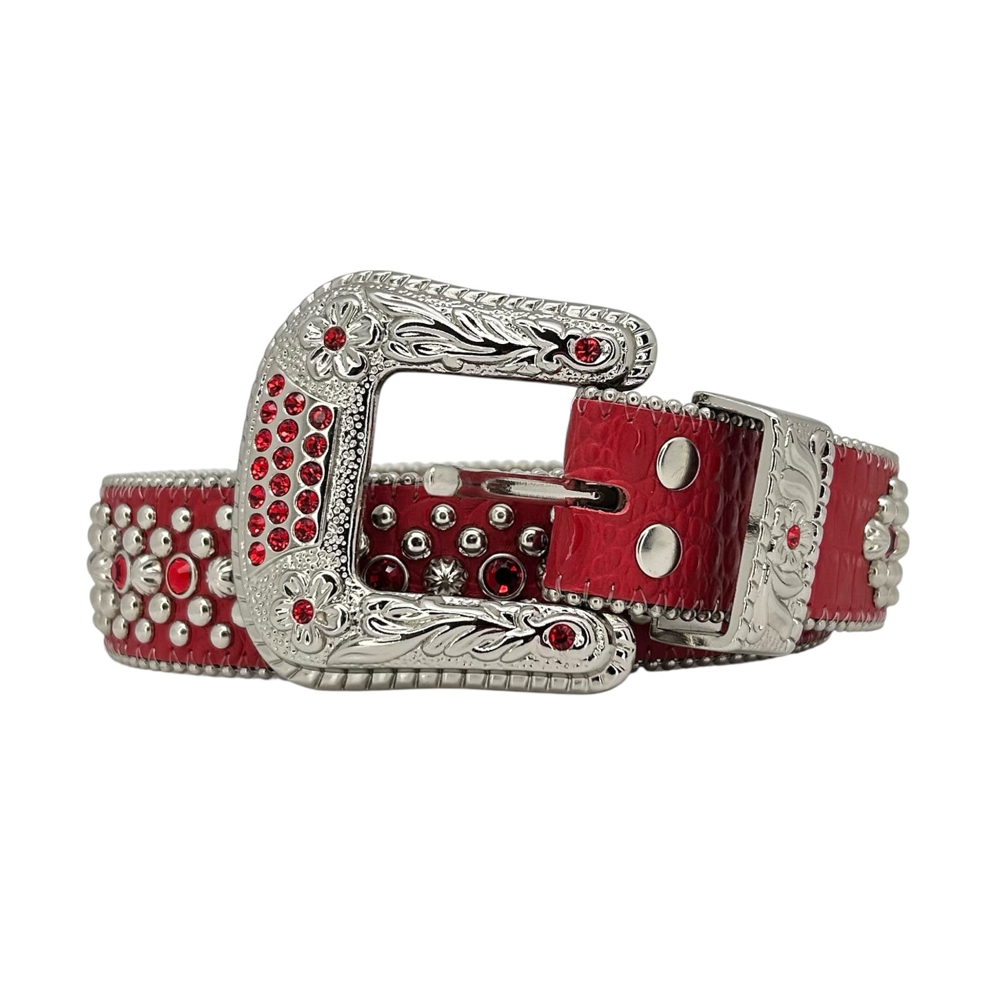 B.B. SIMON RED STUDDED BELT