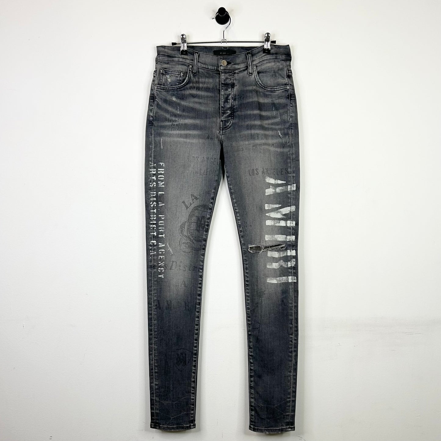 AMIRI LOS ANGELES PRINT GREY DENIM