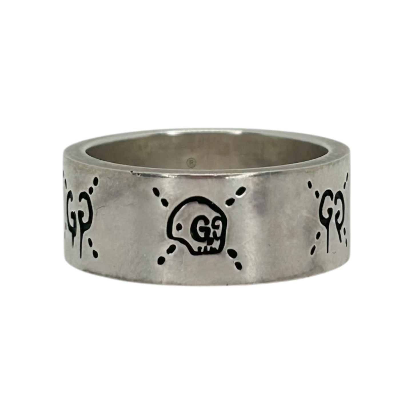 GUCCI SKULL MONORAM SILVER RING