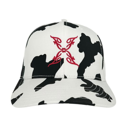 FLASHBACK COW PRINT RED BUTTERFLY EFFECT LOGO SNAPBACK HAT