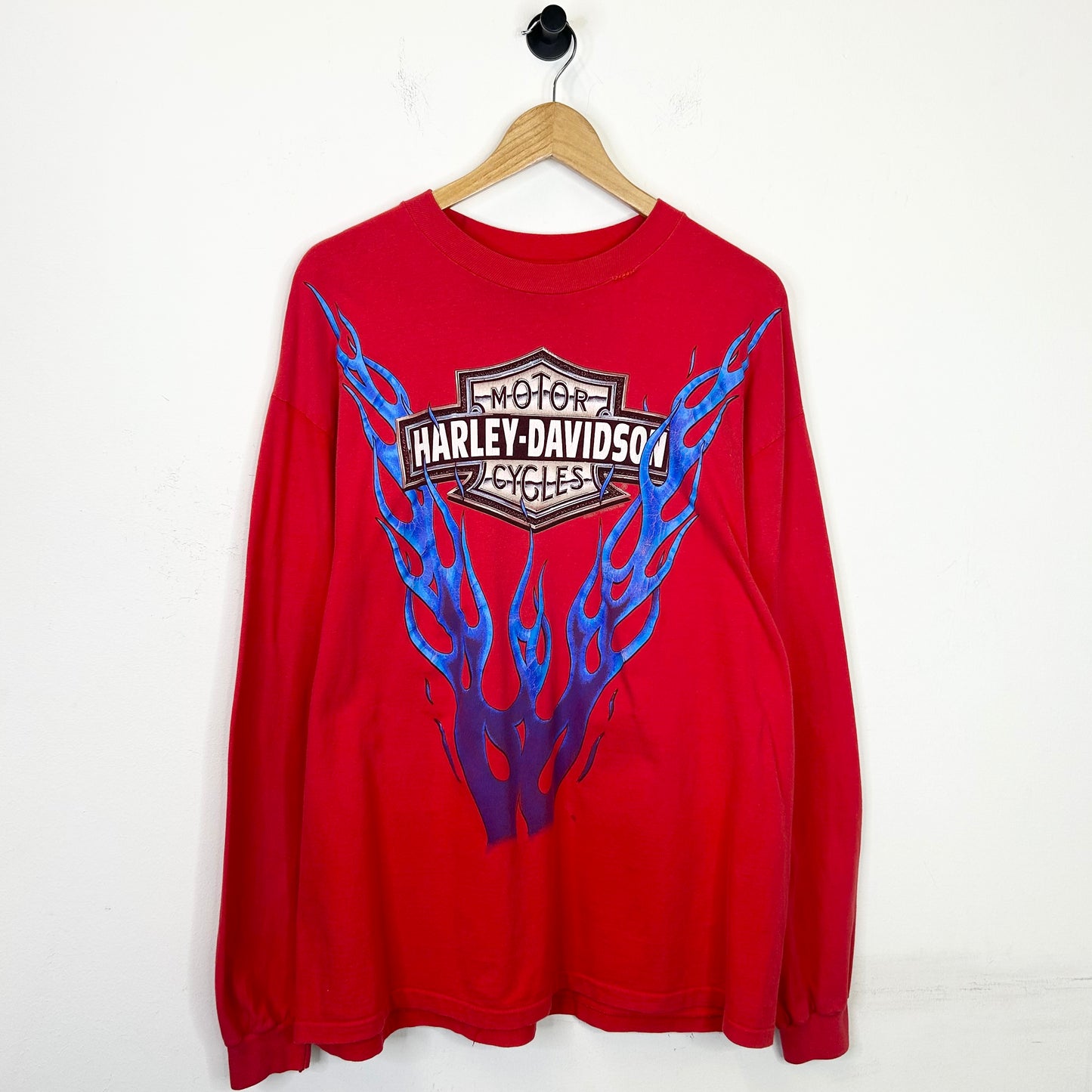 HARLEY DAVIDSON RED BLUE FLAME LONG SLEEVE