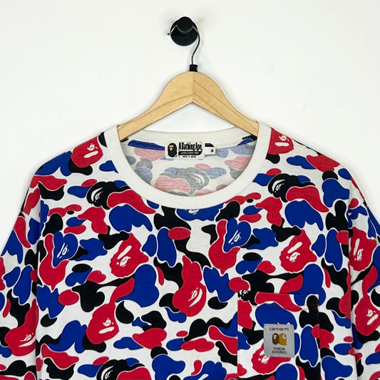 BAPE CARHARTT RED WHITE & BLUE CAMO TEE
