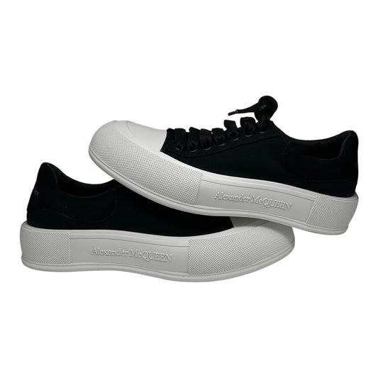 PREOWNED ALEXANDER MCQUEEN DECK PLIMSOLL BLACK AND WHITE