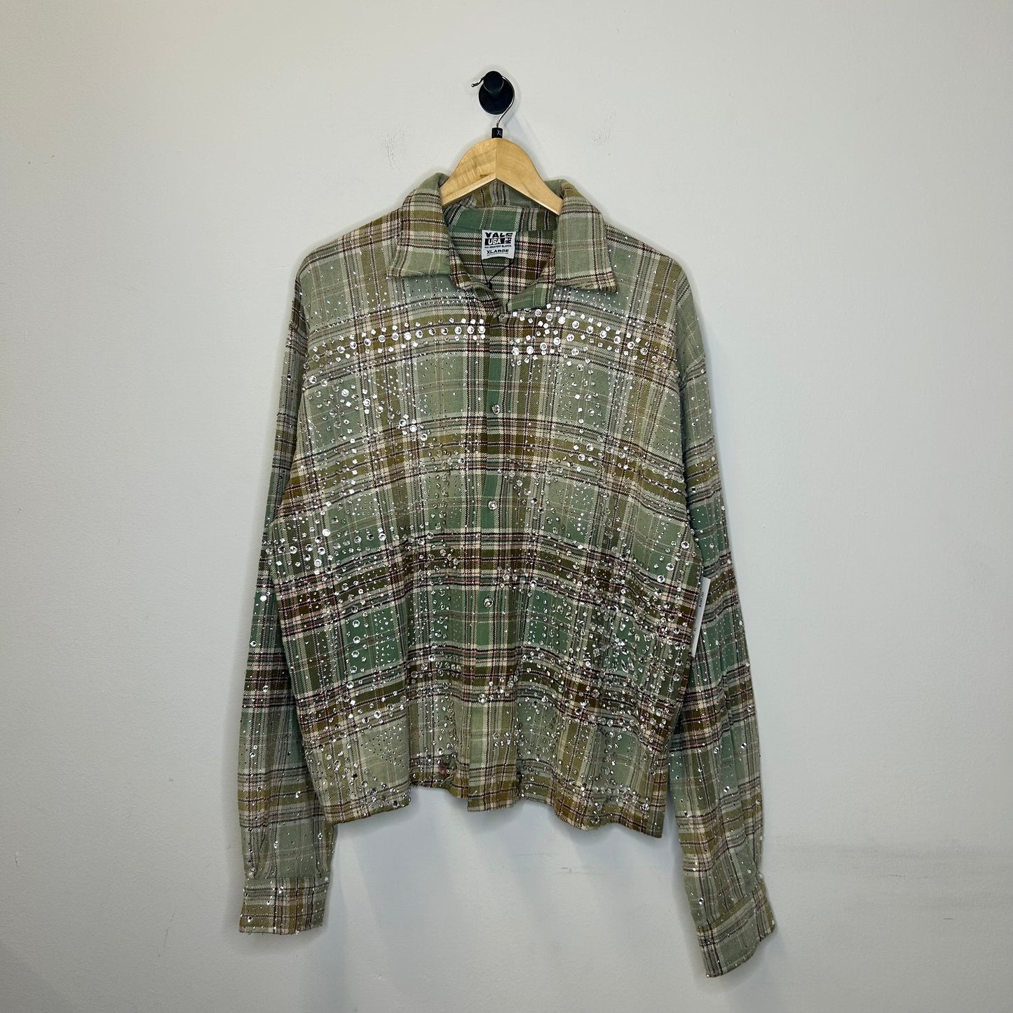 VALE GREEN RHINESTONE FLANNEL