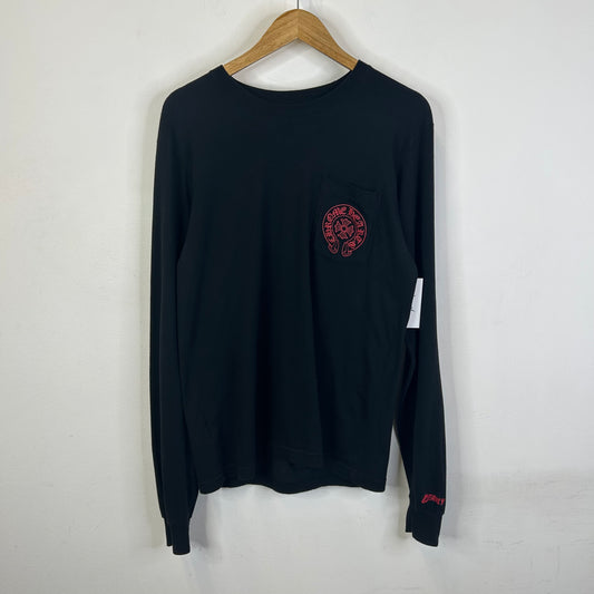 CHROME HEARTS DEADLY DOLL FIRE OVER LOVE BLACK AND RED LONG SLEEVE