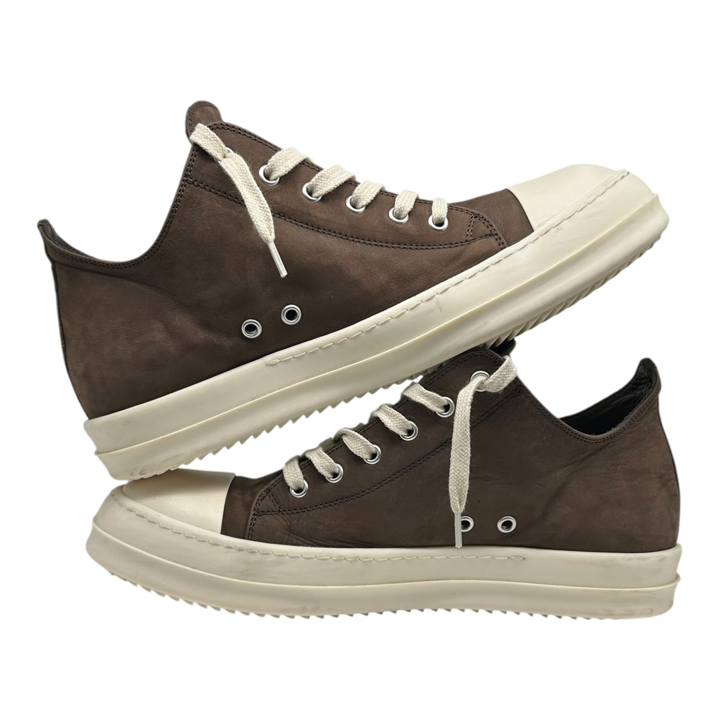 PREOWNED RICK OWENS RAMON LOW BROWN SUEDE