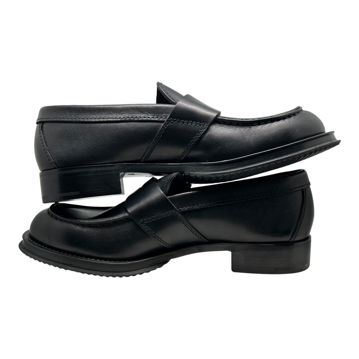 PREOWNED PRADA PLATFORM BLACK LEATHER