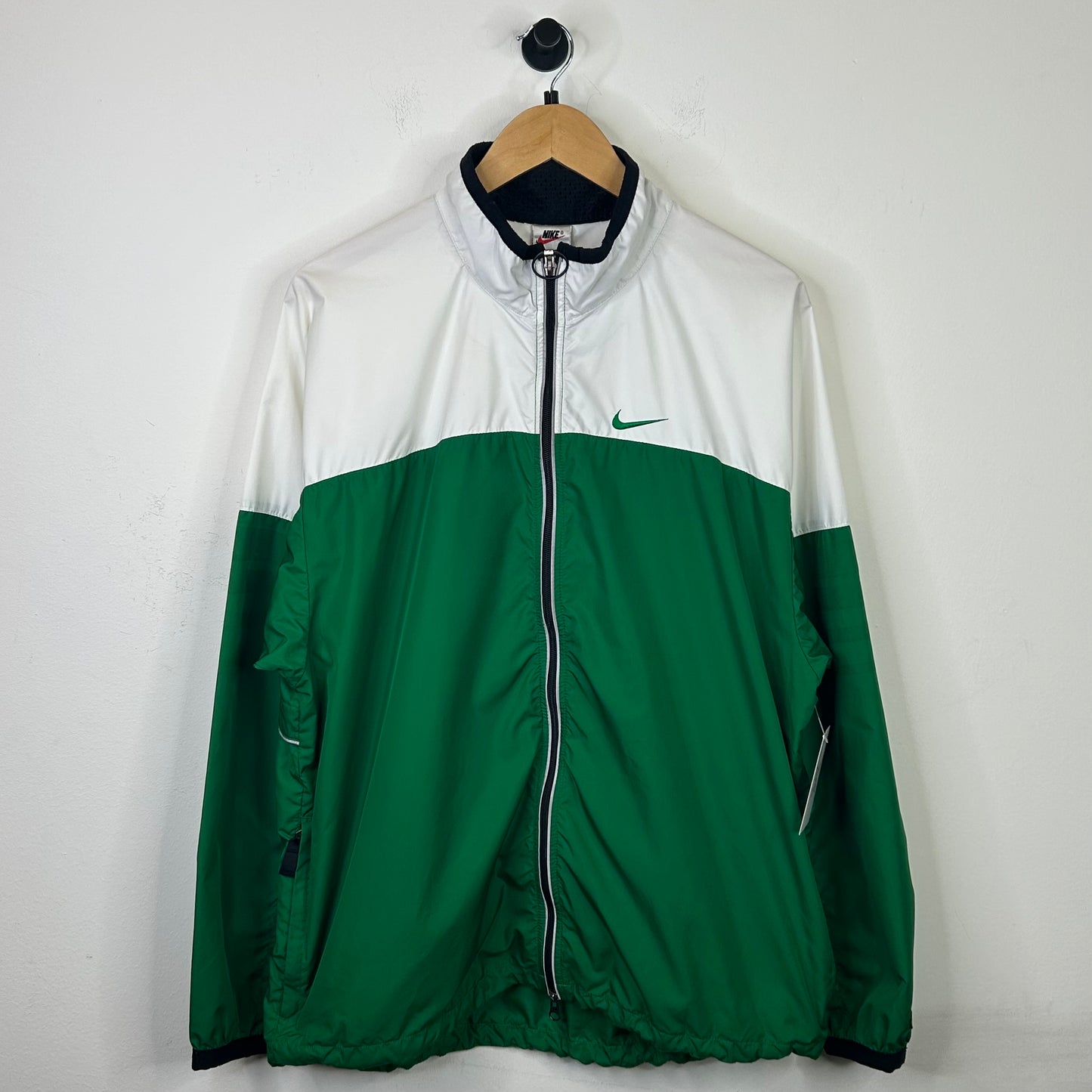 GREEN AND WHITE NIKE TRACK JACKET