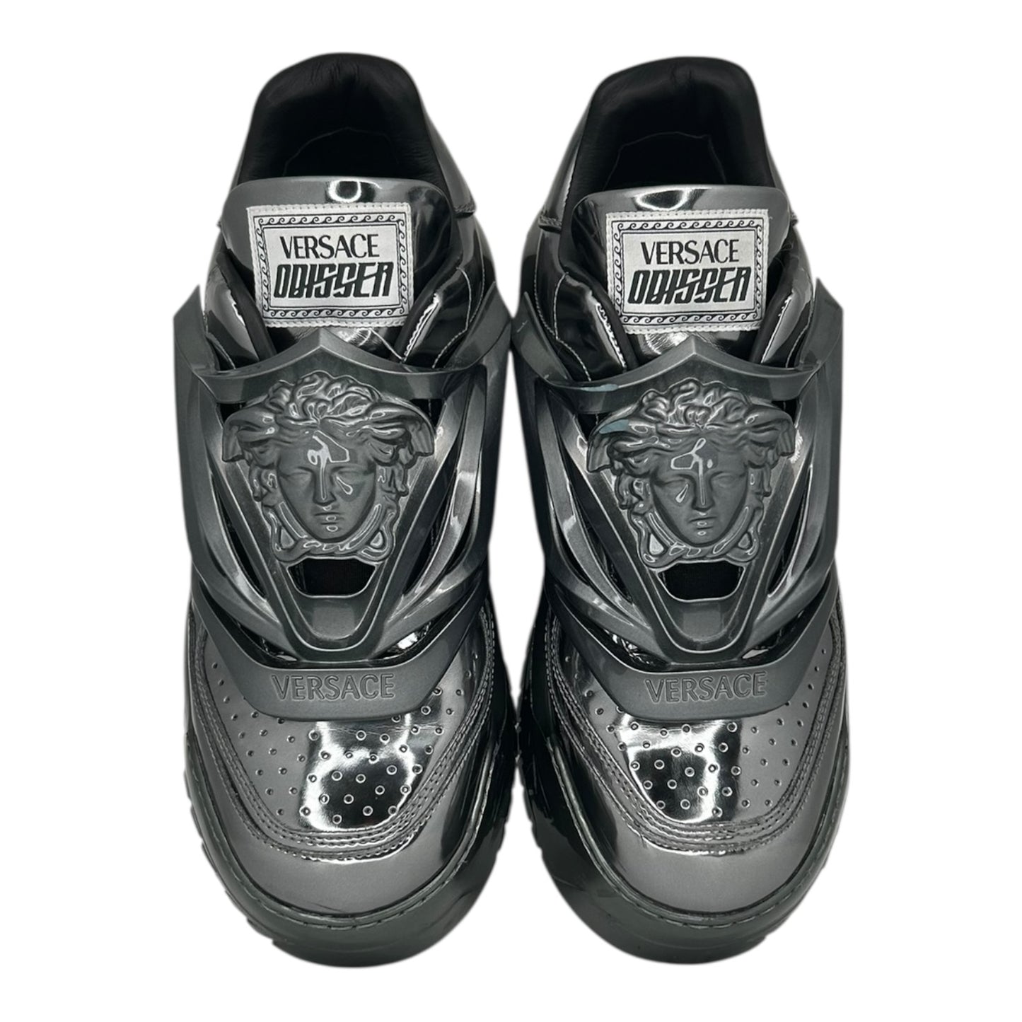 PREOWNED VERSACE ODISSEA GUNMETAL SNEAKER