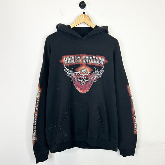 HARLEY DAVIDSON FLAME WINGED SKULL HOODIE