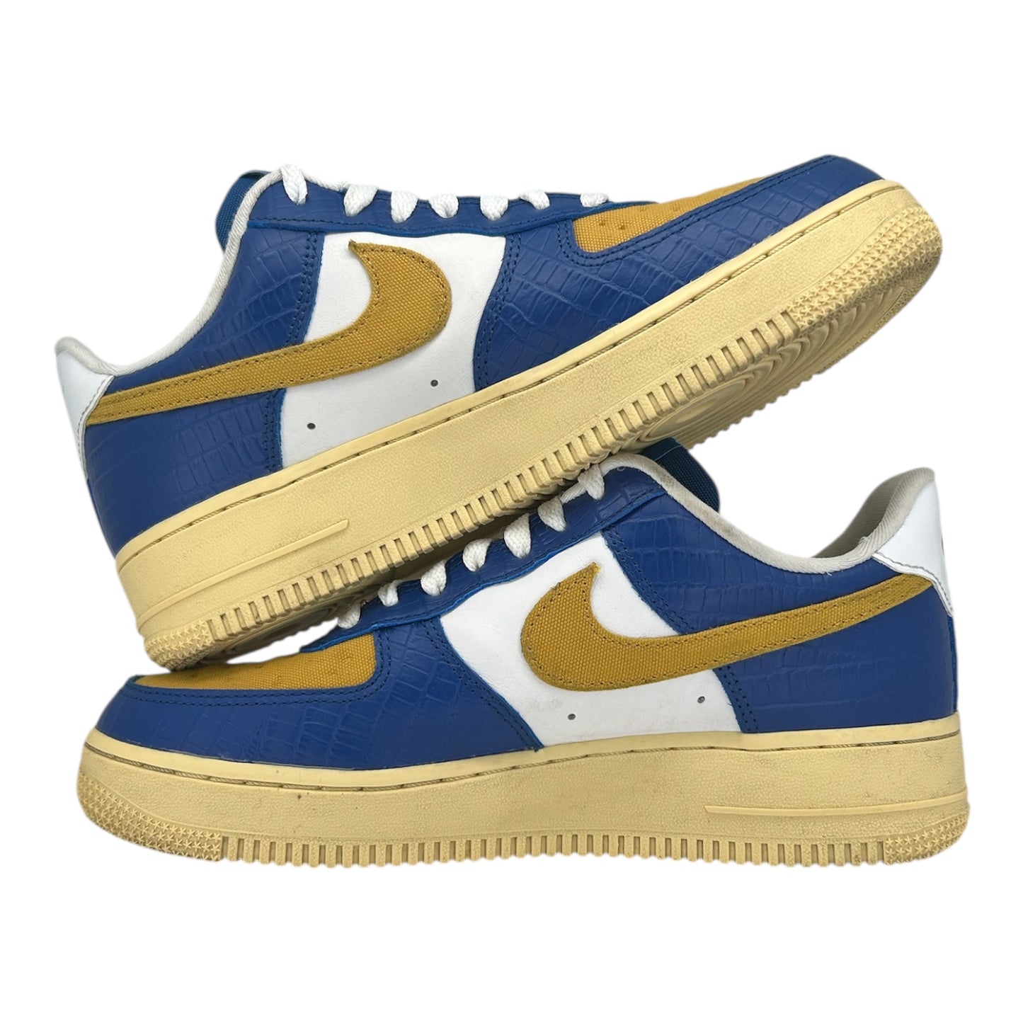 PREOWNED NIKE AIR FORCE 1 LOW UNDEFEATED 5 ON IT BLUE YELLOW SIZE