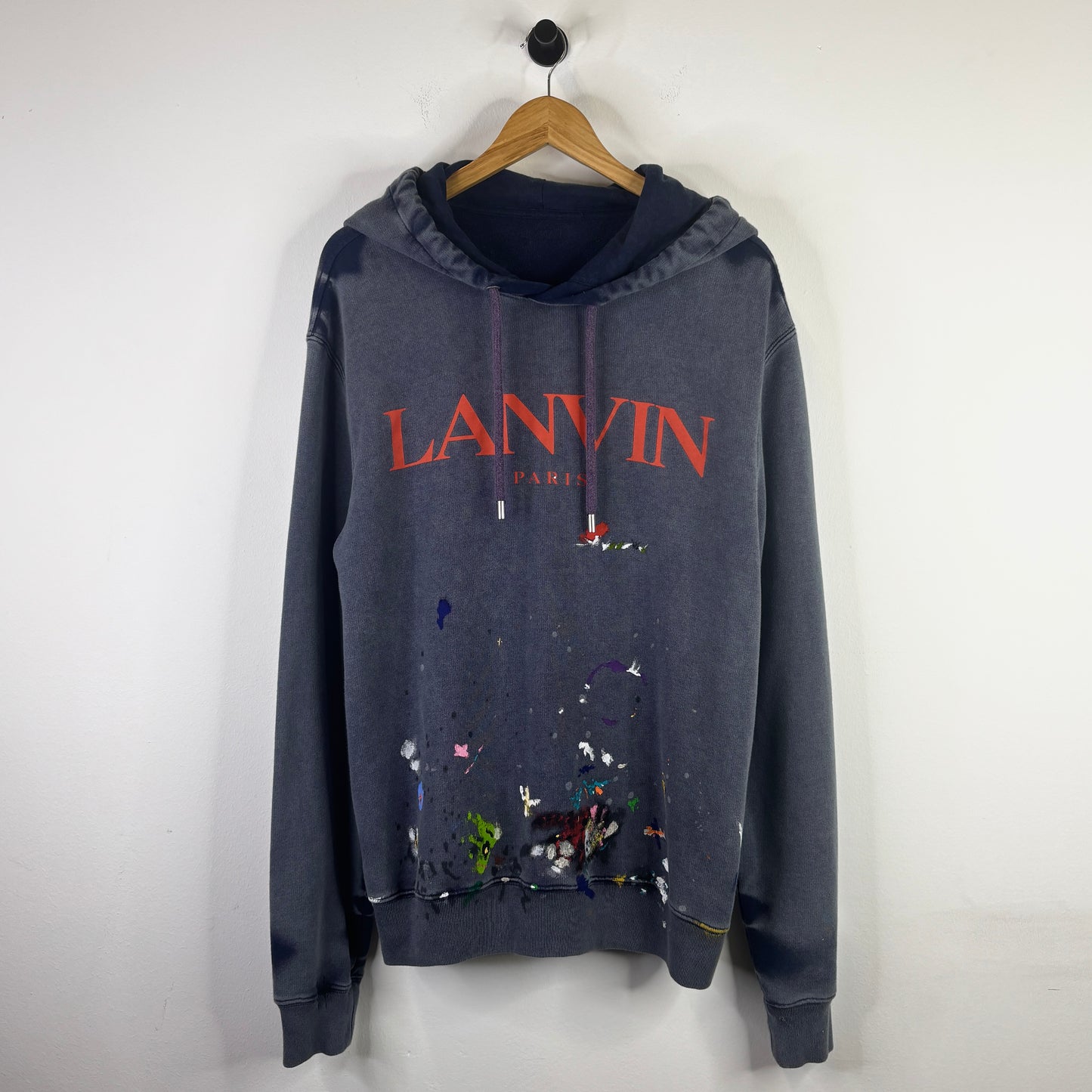 LANVIN X GALLERY DEPT NAVY PAINT SPLATTER HOODIE
