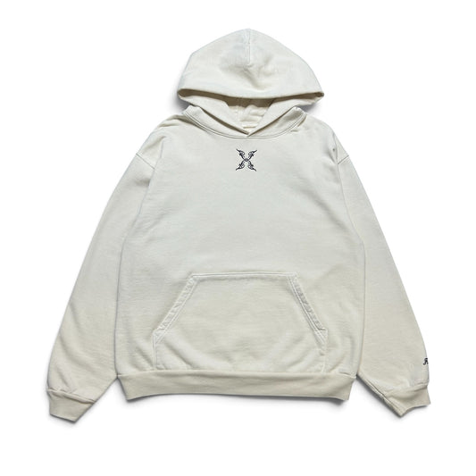 CENTER LOGO PULL OVER HOODIE - CREAM