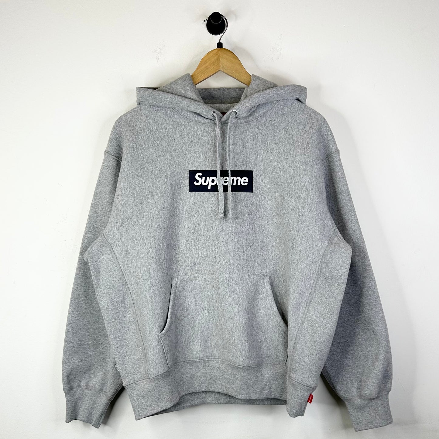SUPREME GREY/NAVY BOX LOGO HOODIE
