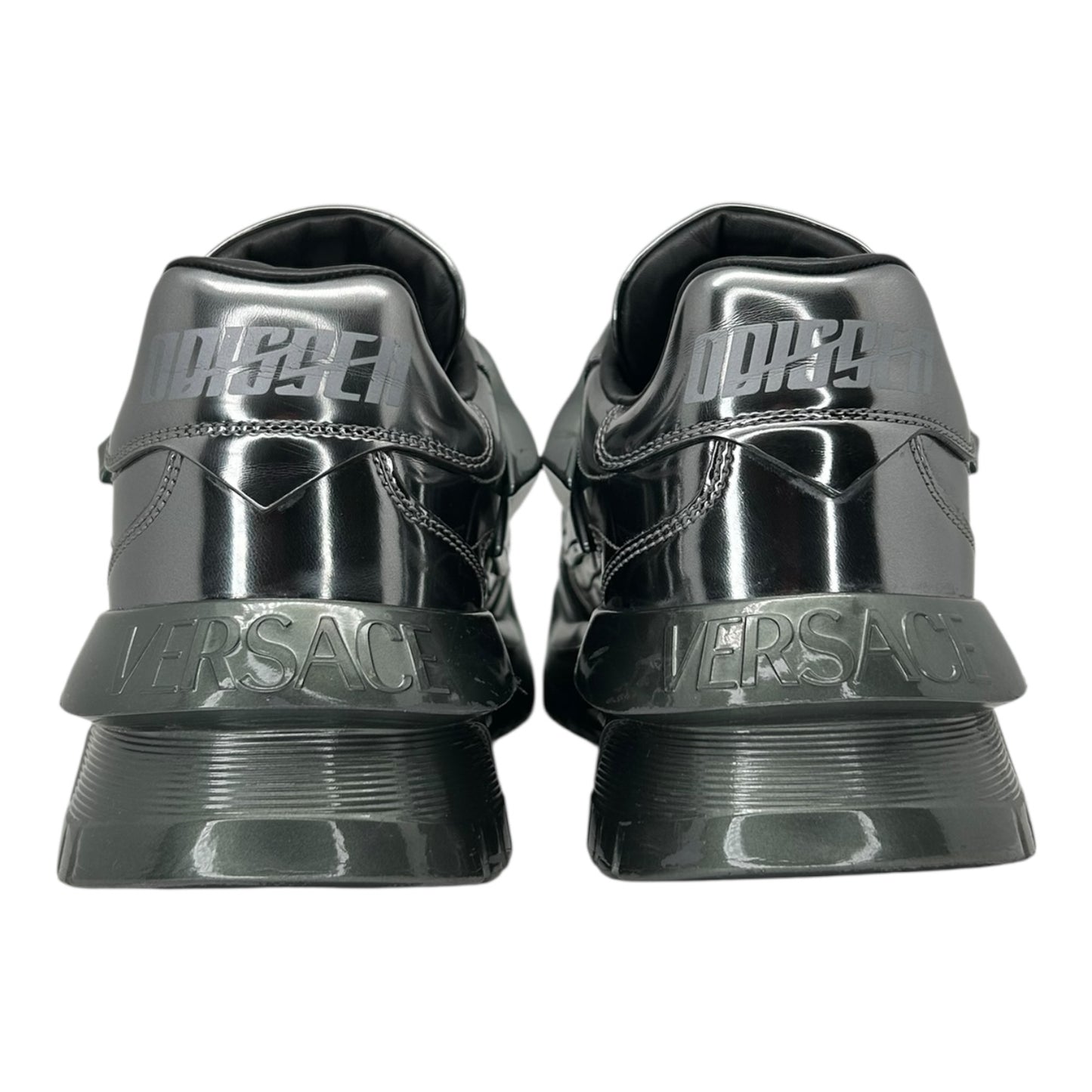 PREOWNED VERSACE ODISSEA GUNMETAL SNEAKER
