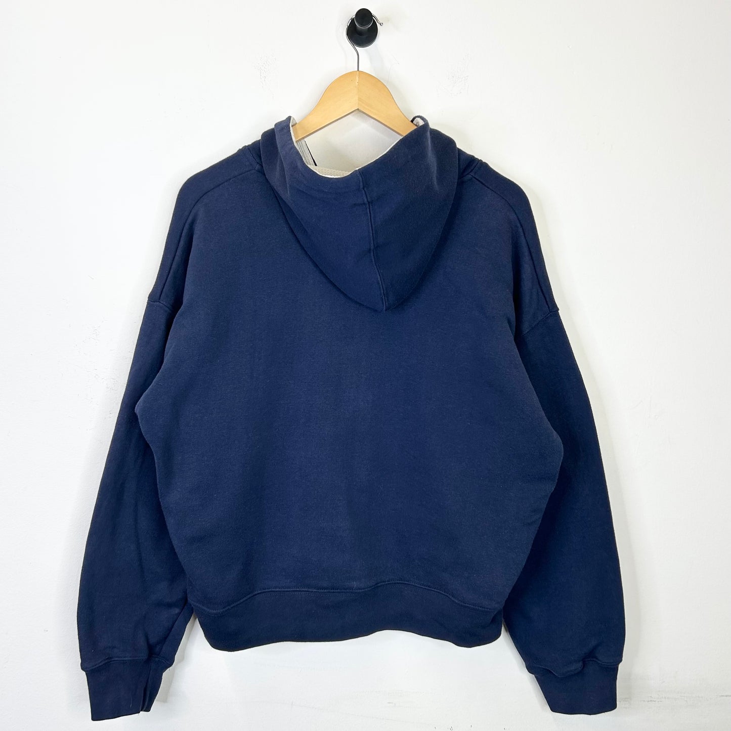 NAVY BLUE THERMAL LINED BLANK ZIP UP HOODIE