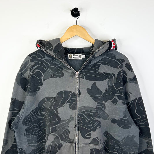 BAPE BLACK CAMO SHARK FULL ZIP UP