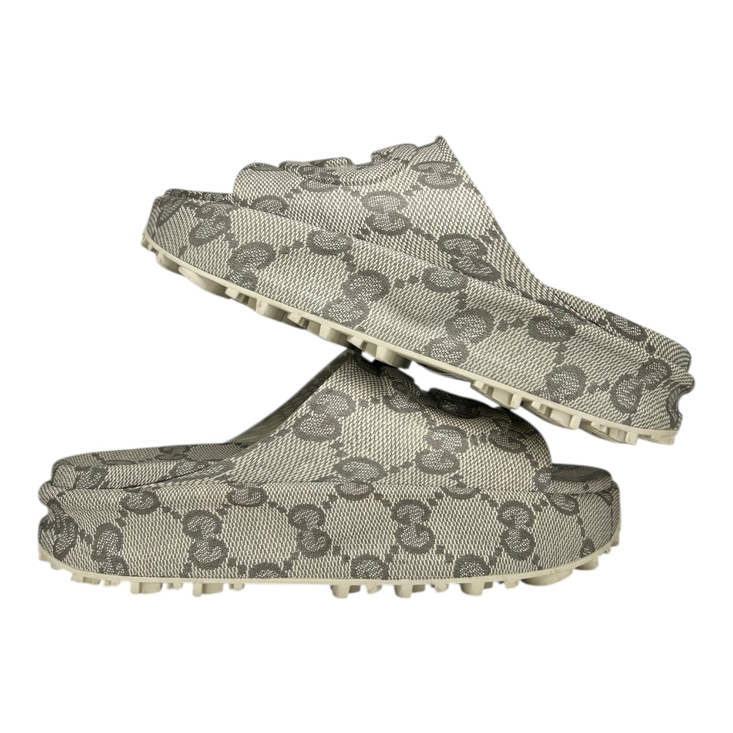 PREOWNED GUCCI INTERLOCKING G BEIGE EBONY SLIDE